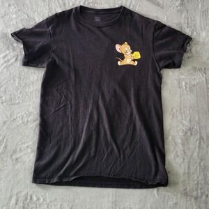 Tom And Jerry T-Shirt Mens Small Black Graphic Cotton Tee